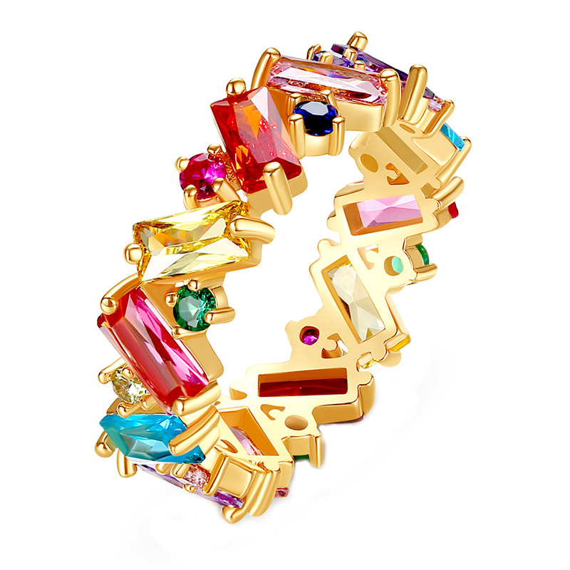 ZigZag Rainbow Baguette Ring